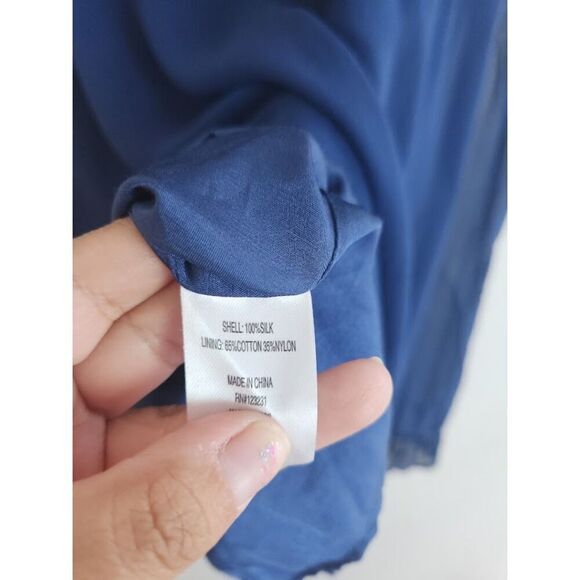 Wink Revolve "Kasey" Navy Blue 100% Silk Tulle Hooded A-Line Dress size X Small - Picture 8 of 9